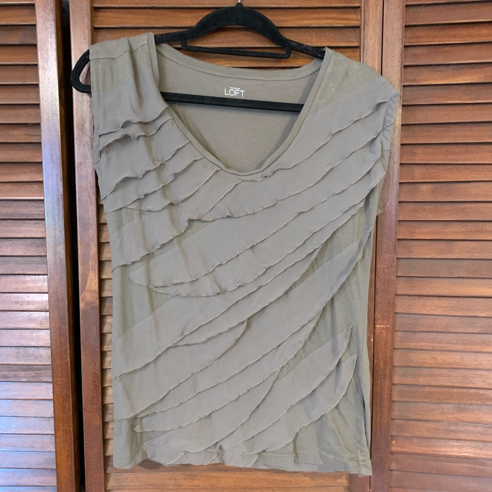 LOFT Taupe Layered Sleeveless Top